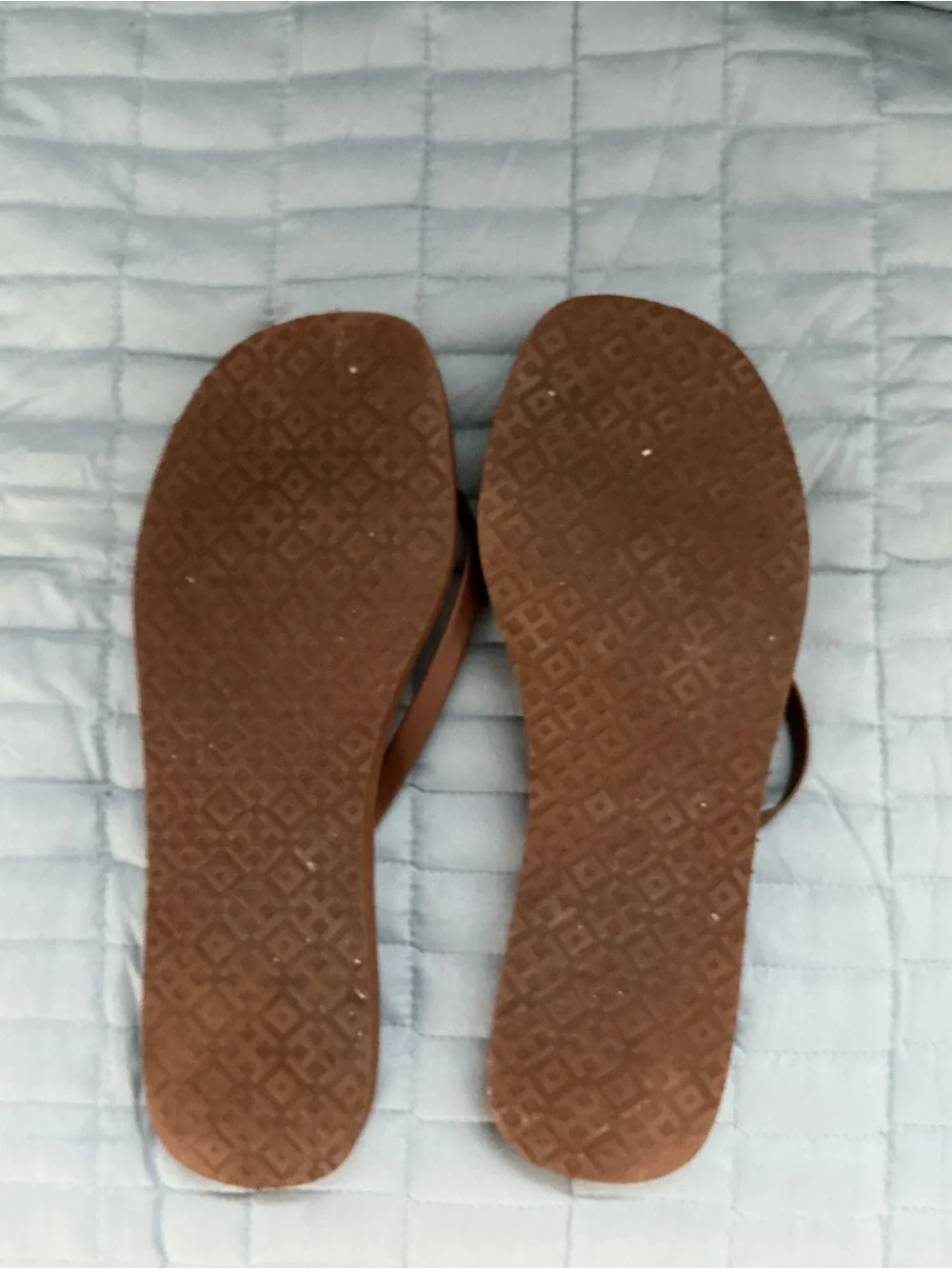 Tory Burch Brown Floral Flip Flop Sandals with Yellow & Orange Accents